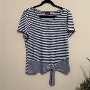 Bali Navy and White Striped Tie-Front Tee